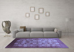 Machine Washable Oriental Blue Industrial Rug in a Living Room, wshurb642blu