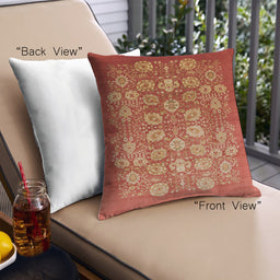 Front View of Mid-Century Modern Urban Square Red Throw Pillow, 18 inch by 18 inch, pwurb642