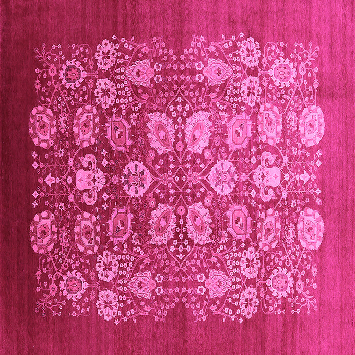Square Machine Washable Oriental Pink Industrial Rug, wshurb642pnk