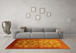 Machine Washable Oriental Yellow Industrial Rug in a Living Room, wshurb642yw