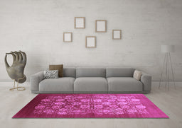 Machine Washable Oriental Purple Industrial Area Rugs in a Living Room, wshurb642pur