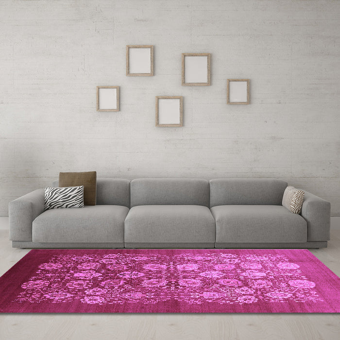 Machine Washable Oriental Purple Industrial Area Rugs in a Living Room, wshurb642pur