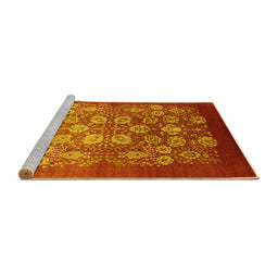 Sideview of Machine Washable Oriental Yellow Industrial Rug, wshurb642yw