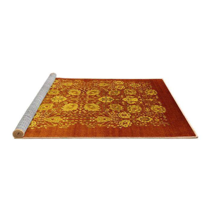 Sideview of Machine Washable Oriental Yellow Industrial Rug, wshurb642yw