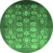 Round Oriental Emerald Green Industrial Rug, urb642emgrn