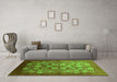 Machine Washable Oriental Green Industrial Area Rugs in a Living Room,, wshurb642grn