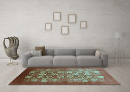 Machine Washable Oriental Light Blue Industrial Rug in a Living Room, wshurb642lblu