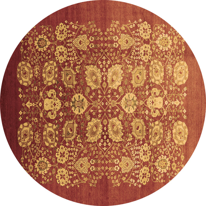 Round Machine Washable Oriental Brown Industrial Rug, wshurb642brn