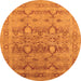 Round Machine Washable Oriental Orange Industrial Area Rugs, wshurb643org