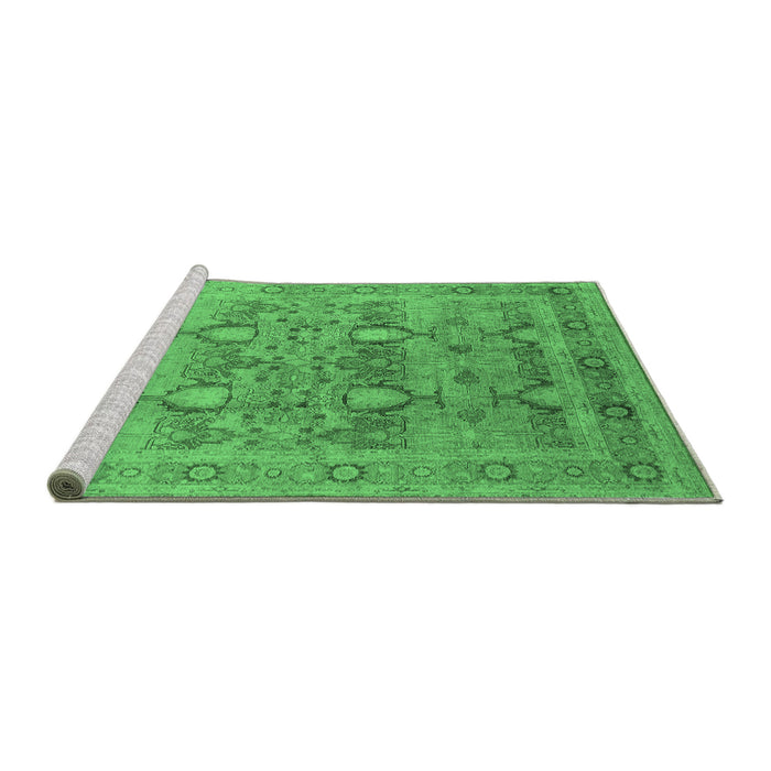 Sideview of Machine Washable Oriental Emerald Green Industrial Area Rugs, wshurb643emgrn
