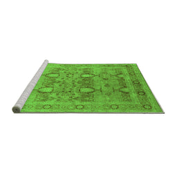 Sideview of Machine Washable Oriental Green Industrial Area Rugs, wshurb643grn