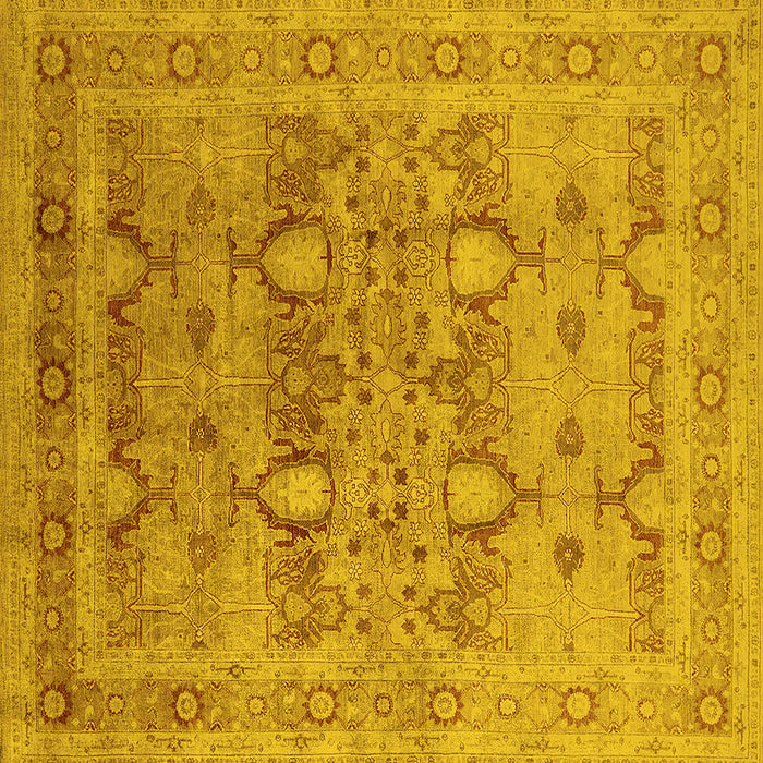 Square Machine Washable Oriental Yellow Industrial Rug, wshurb643yw