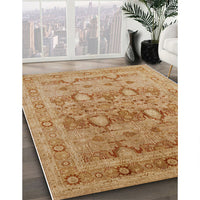 Mid-Century Modern Brown Sand Brown Oriental Rug, urb643