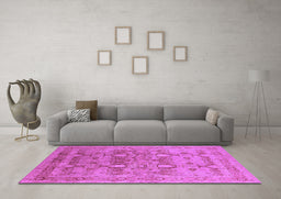Machine Washable Oriental Purple Industrial Area Rugs in a Living Room, wshurb643pur