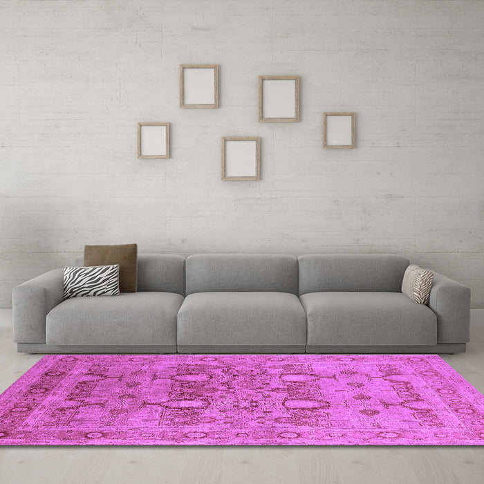 Machine Washable Oriental Purple Industrial Area Rugs in a Living Room, wshurb643pur