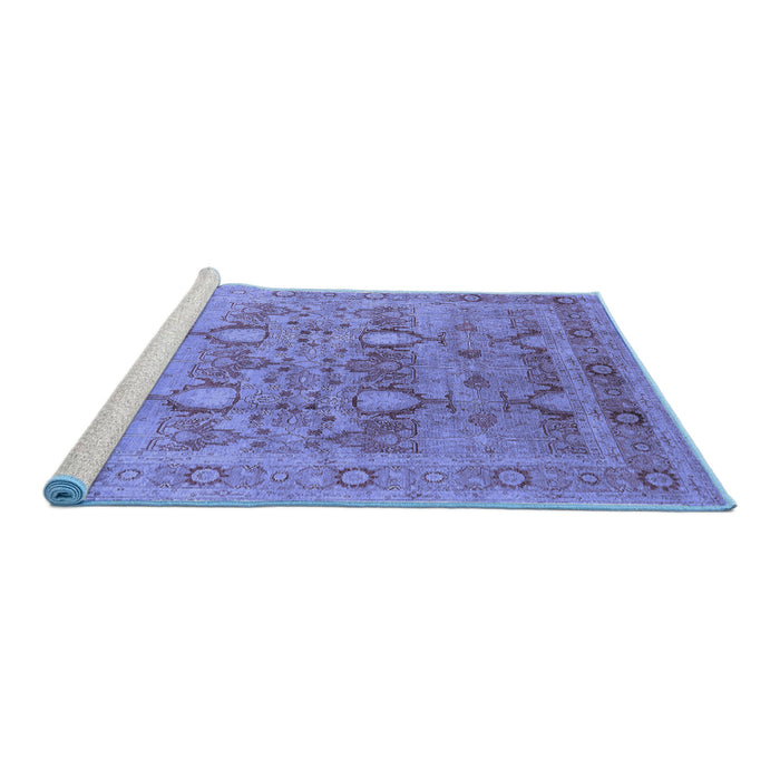 Sideview of Machine Washable Oriental Blue Industrial Rug, wshurb643blu