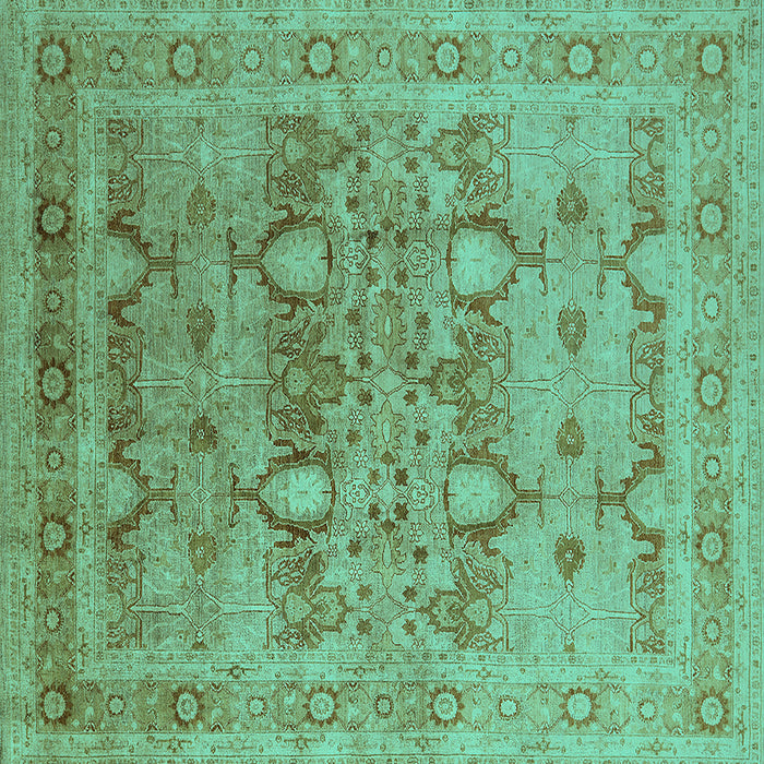 Square Oriental Turquoise Industrial Rug, urb643turq