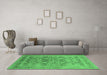 Machine Washable Oriental Emerald Green Industrial Area Rugs in a Living Room,, wshurb643emgrn