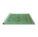 Sideview of Machine Washable Oriental Turquoise Industrial Area Rugs, wshurb643turq