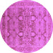 Round Machine Washable Oriental Purple Industrial Area Rugs, wshurb643pur