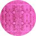 Round Oriental Pink Industrial Rug, urb643pnk