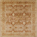 Square Mid-Century Modern Brown Sand Brown Oriental Rug, urb643