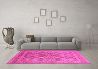 Machine Washable Oriental Pink Industrial Rug, wshurb643pnk