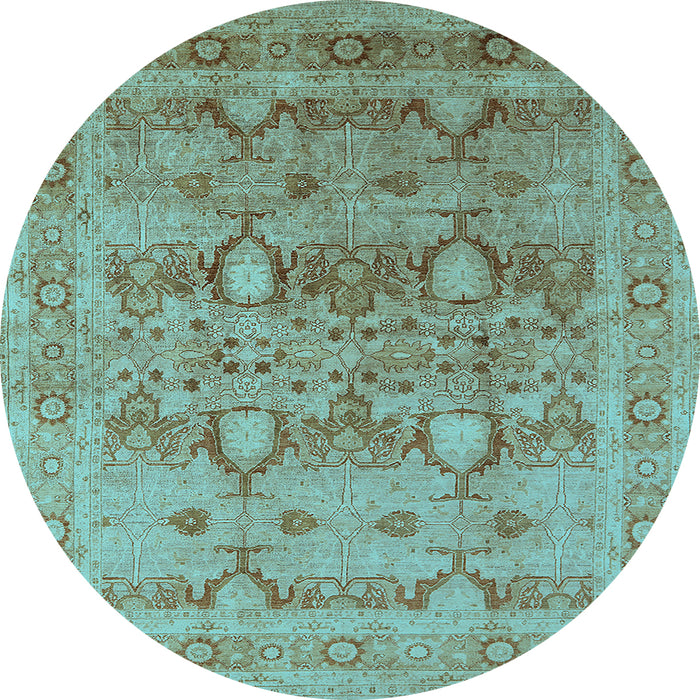 Round Oriental Light Blue Industrial Rug, urb643lblu