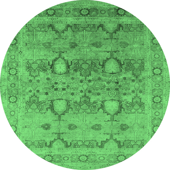 Round Oriental Emerald Green Industrial Rug, urb643emgrn