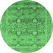 Round Oriental Emerald Green Industrial Rug, urb643emgrn