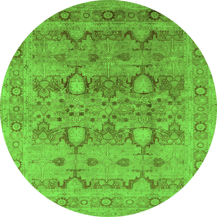 Round Oriental Green Industrial Rug, urb643grn