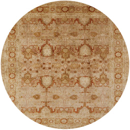 Round Mid-Century Modern Brown Sand Brown Oriental Rug, urb643