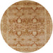 Round Mid-Century Modern Brown Sand Brown Oriental Rug, urb643