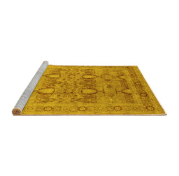 Sideview of Machine Washable Oriental Yellow Industrial Rug, wshurb643yw