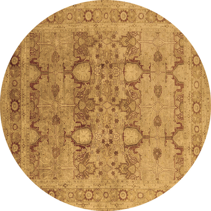 Round Machine Washable Oriental Brown Industrial Rug, wshurb643brn