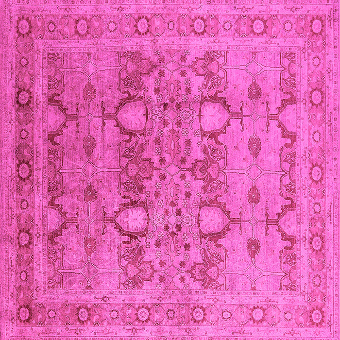 Square Machine Washable Oriental Pink Industrial Rug, wshurb643pnk