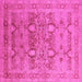 Square Machine Washable Oriental Pink Industrial Rug, wshurb643pnk