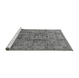 Sideview of Machine Washable Oriental Gray Industrial Rug, wshurb644gry