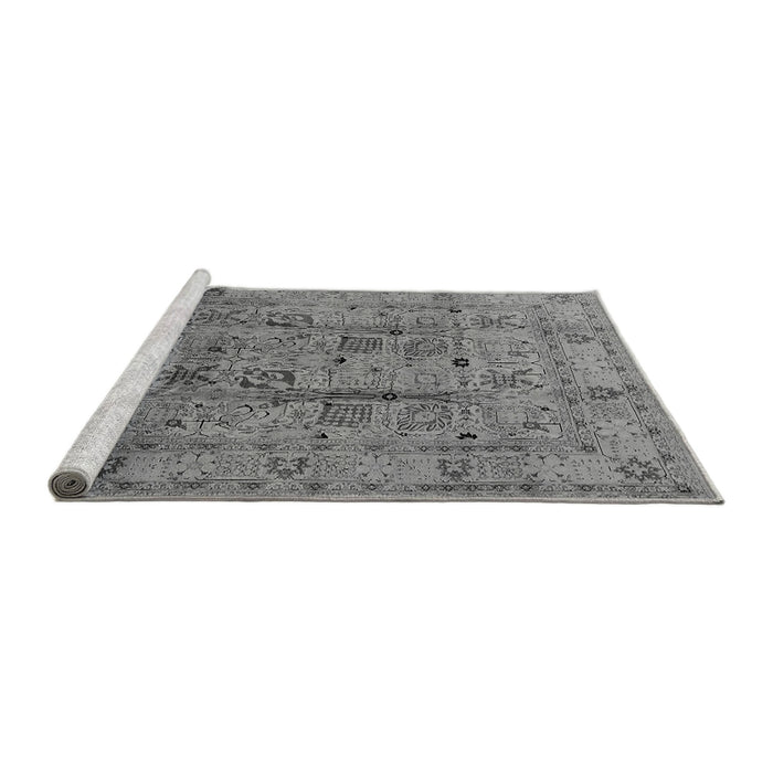 Sideview of Machine Washable Oriental Gray Industrial Rug, wshurb644gry