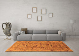 Machine Washable Oriental Orange Industrial Area Rugs in a Living Room, wshurb644org