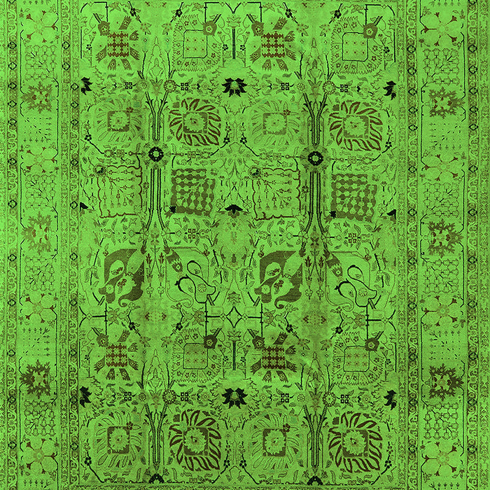 Machine Washable Oriental Green Industrial Area Rugs, wshurb644grn