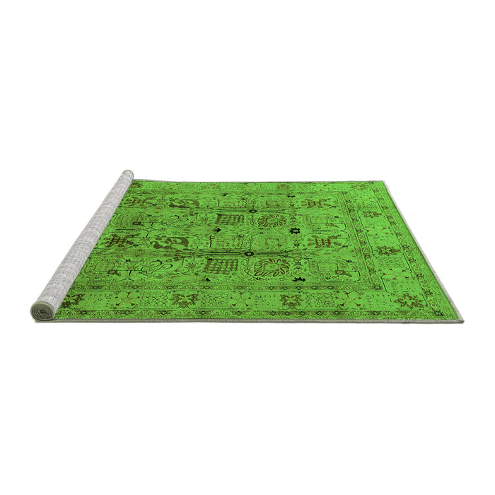 Sideview of Machine Washable Oriental Green Industrial Area Rugs, wshurb644grn