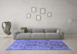 Machine Washable Oriental Blue Industrial Rug in a Living Room, wshurb644blu