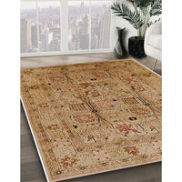 Mid-Century Modern Mahogany Brown Oriental Rug, urb644