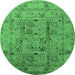 Round Oriental Emerald Green Industrial Rug, urb644emgrn