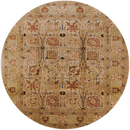 Round Mid-Century Modern Mahogany Brown Oriental Rug, urb644