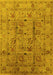 Machine Washable Oriental Yellow Industrial Rug, wshurb644yw