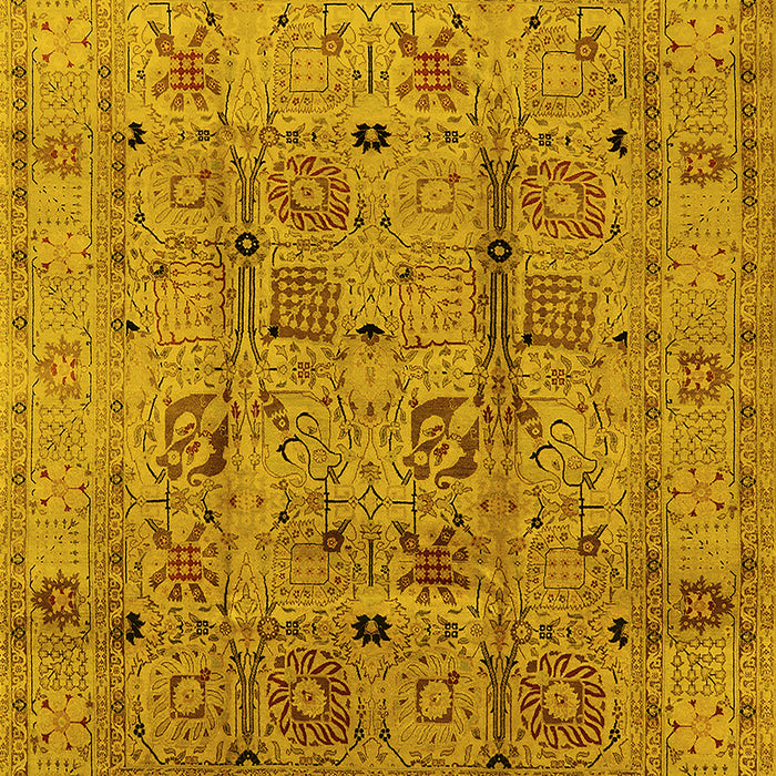 Machine Washable Oriental Yellow Industrial Rug, wshurb644yw