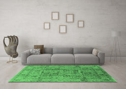 Machine Washable Oriental Emerald Green Industrial Area Rugs in a Living Room,, wshurb644emgrn