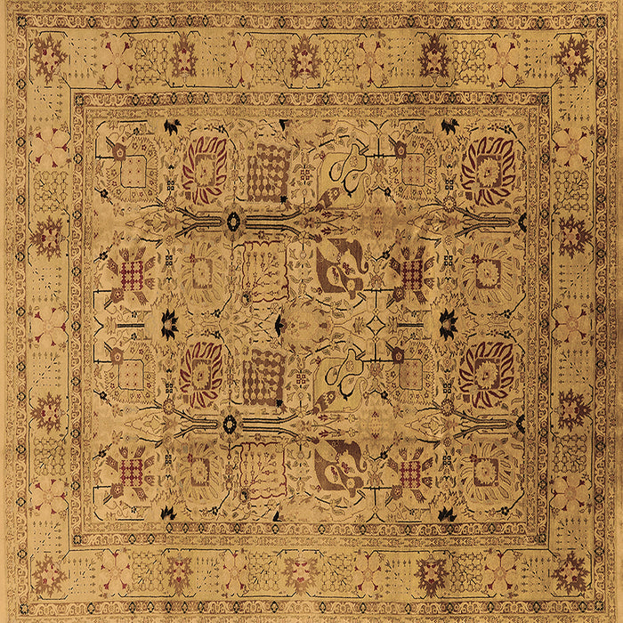 Square Machine Washable Oriental Brown Industrial Rug, wshurb644brn